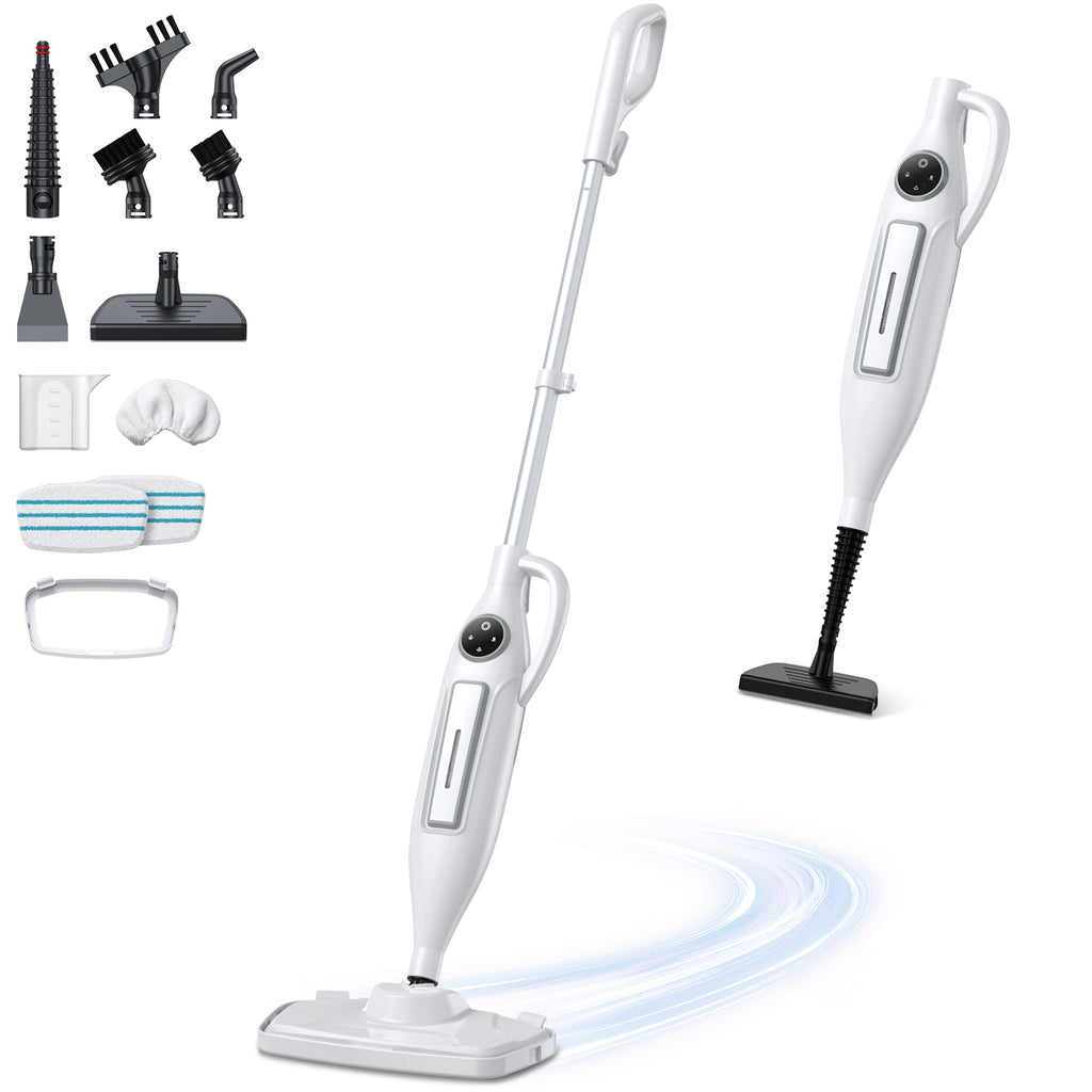 10-in-1 Steam Mop, Powerful Handheld Steam Cleaner for Home with 23FT Cord, Removable Water Tank, 266℉Deep Cleaning, 2 Steam Modes, Multi Purpose Steam Mop for Hardwood Floor, Laminate, Carpet