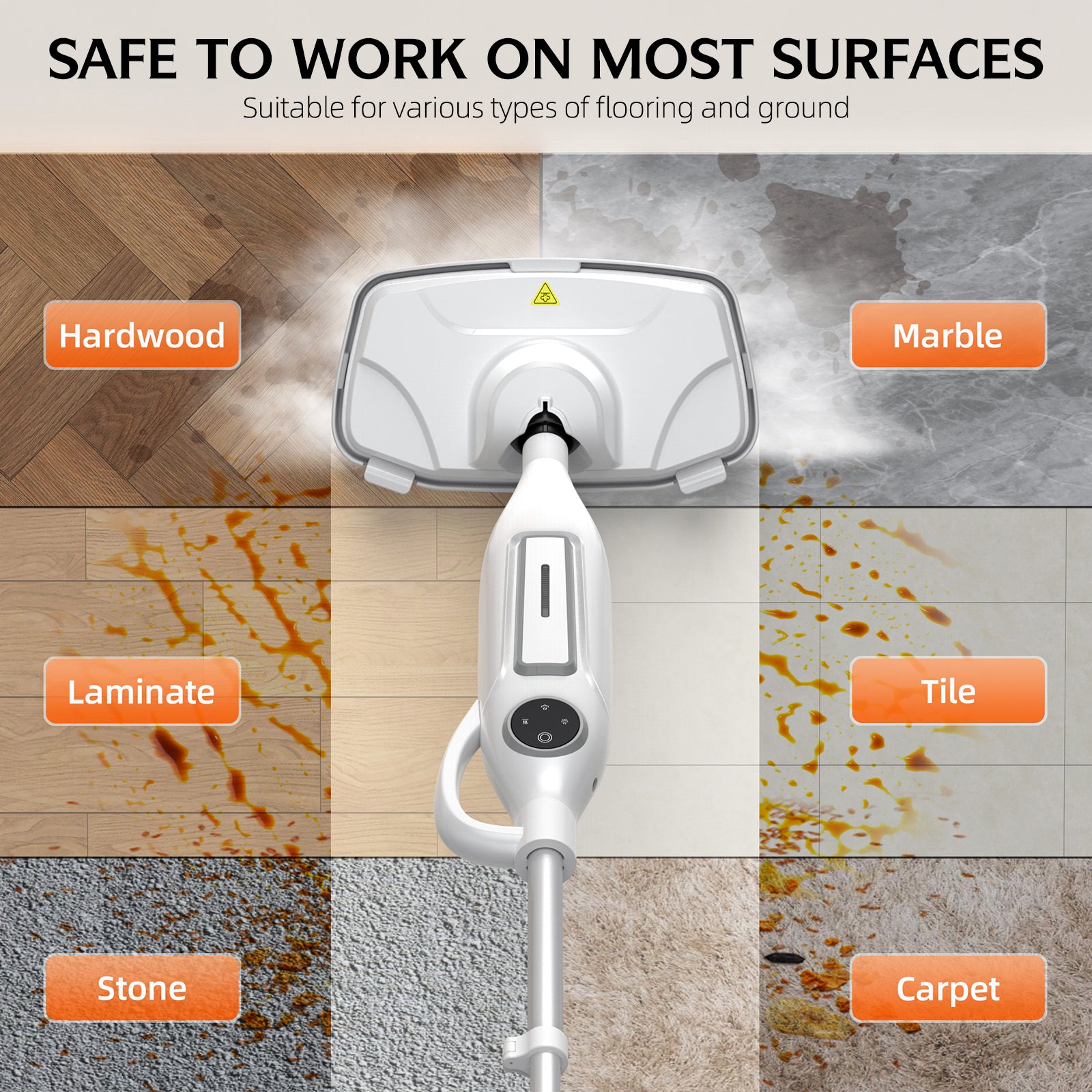 10-in-1 Steam Mop, Powerful Handheld Steam Cleaner for Home with 23FT Cord, Removable Water Tank, 266℉Deep Cleaning, 2 Steam Modes, Multi Purpose Steam Mop for Hardwood Floor, Laminate, Carpet