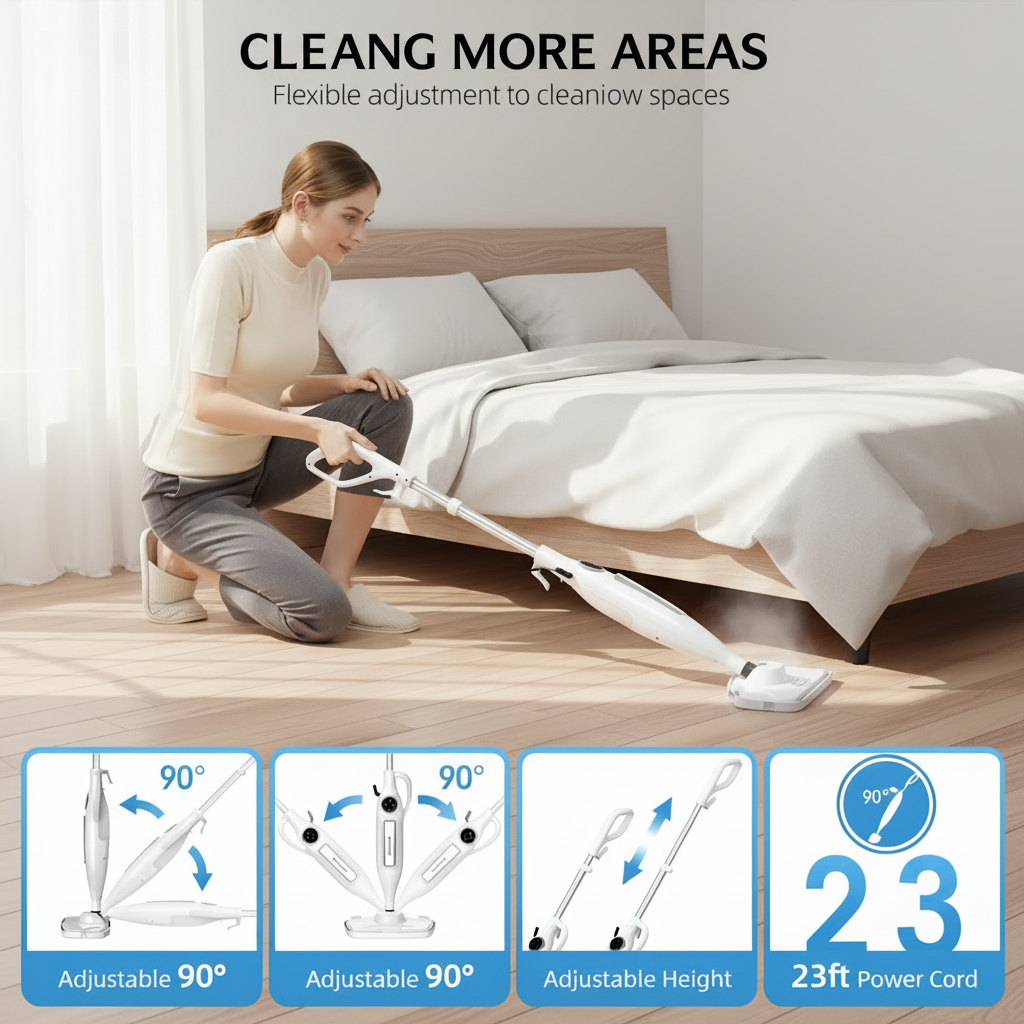 10 in 1 Steam Mop with Power Handheld Steamer, 266℉ Deep Cleaning, Removable Water Tank, 23FT Cord 2 Steam Modes & Multi-Purpose Steamer For Sealed Hard Floor, Laminate, Marble, Stone Floors