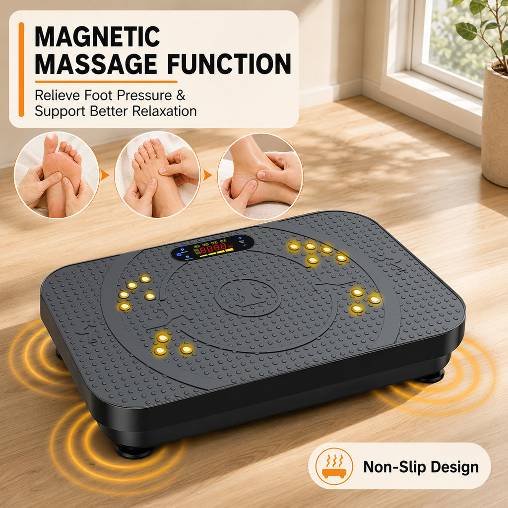 Vibration Plate Exercise Machine, 999 Speeds Whole Body Workout Vibration Platform with Smooth Acupressure Surface, 4 Modes Vibrate Board for Lymphatic Drainage & Weight Loss,330 LBS