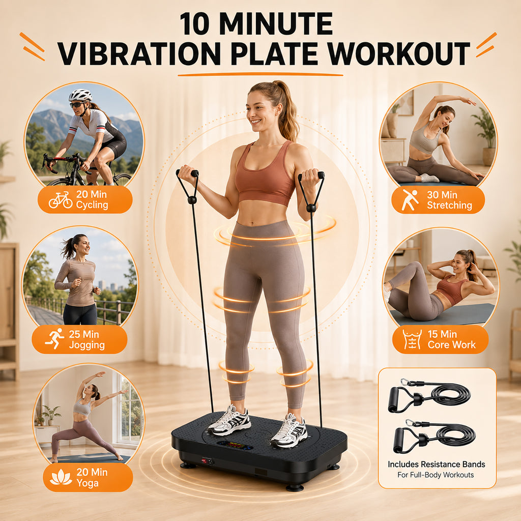 Vibration Plate Exercise Machine, 999 Speeds Whole Body Workout Vibration Platform with Smooth Acupressure Surface, 4 Modes Vibrate Board for Lymphatic Drainage & Weight Loss,330 LBS