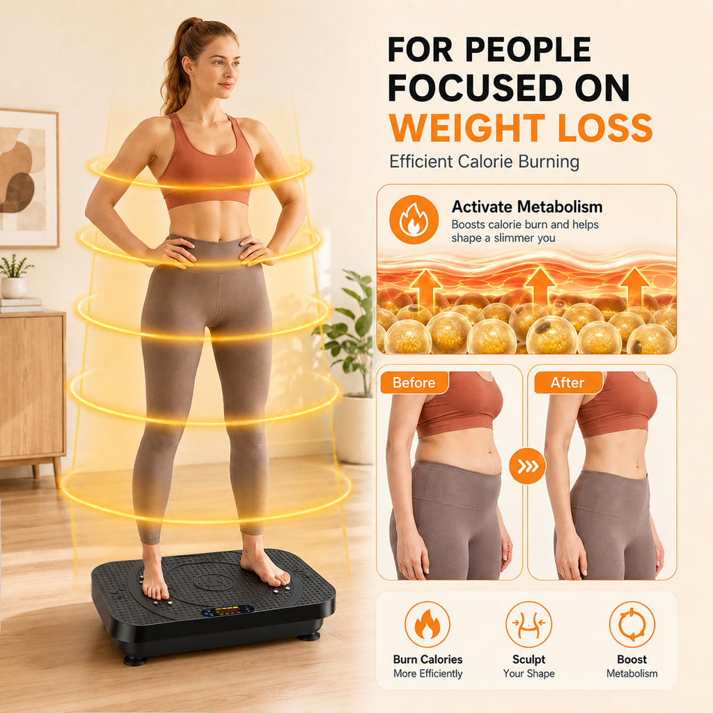 Vibration Plate Exercise Machine, 999 Speeds Whole Body Workout Vibration Platform with Smooth Acupressure Surface, 4 Modes Vibrate Board for Lymphatic Drainage & Weight Loss,330 LBS